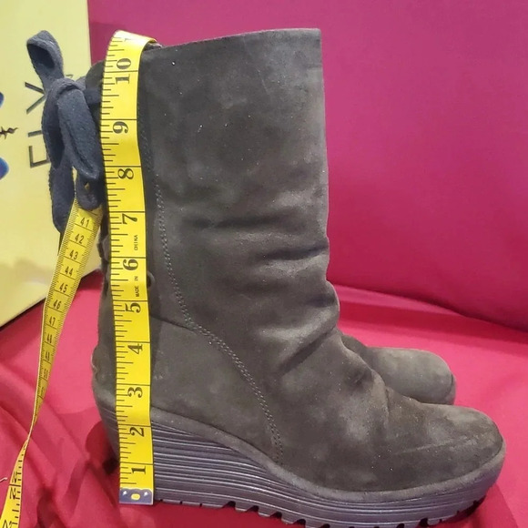 Fly London Yada oil suede brown wedge slouch boots iob - Picture 8 of 12